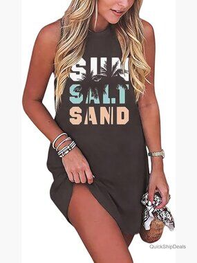 Women's Sleeveless Tank Mini Dress Summer Vacation Casual Swing